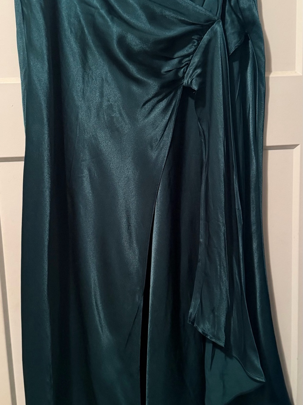 Chelsea28 Teal Satin Wrap High-Low Skirt